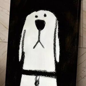 “Minimalist Dog Canvas Art” Framed Canvas PRINT. 8x12, Signed by artist.
